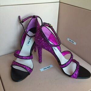 Miu Miu Vintage Women's Pink Glitter Heels